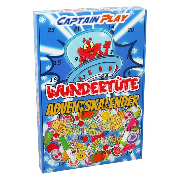 Captain Play Adventskalender 2026 Surprise - 24 stuks zonder chocolade, 315 g - retro cadeau-idee voor kinderen en volwassenen, originele kerstdecorat